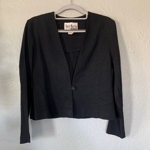 black satin button blazer